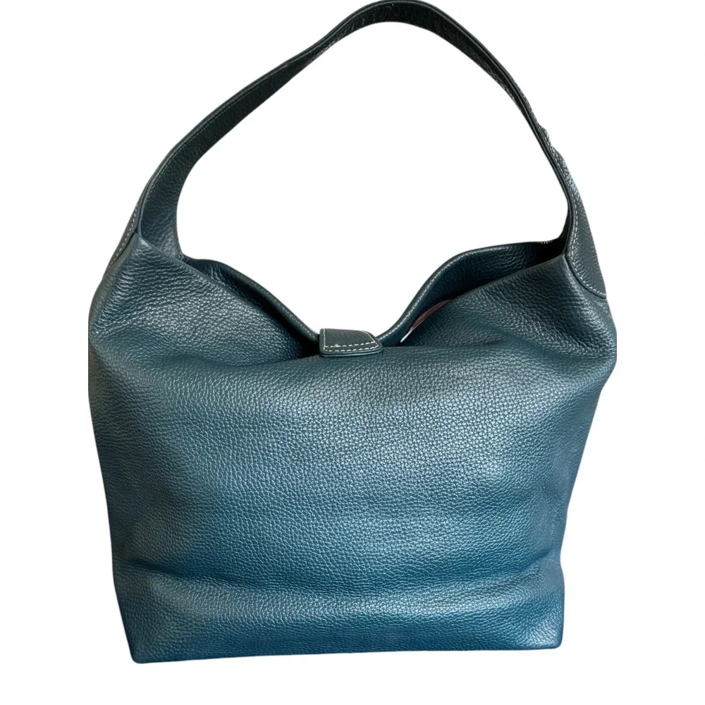 Dooney & Bourke Pebbled Leather Hobo Bag Teal Blue Duck Clasp NWOT
